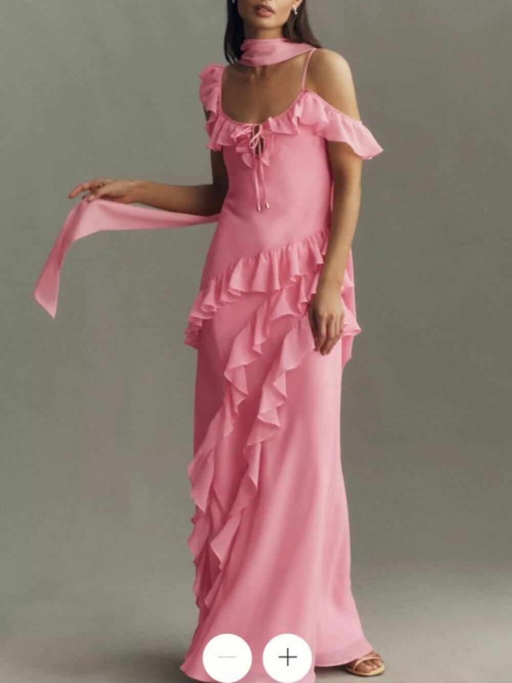 BHLDN Lottie Ruffled Chiffon Gown